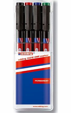 Edding 4-142-4 142 M Overhead Projector Permanent Marker Set 1 mm Pack of 4