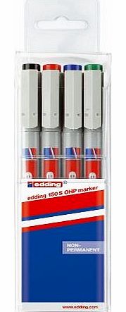Edding 4-150-4 150 S Overhead Projector Non-Permanent Marker Set 0.3 mm Pack of 4