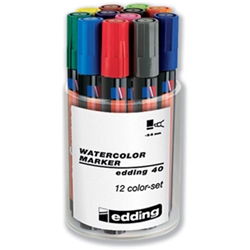 40 Watercolour Markers Assorted Packed 12