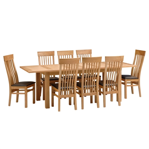Eden Dining Furniture Large Oak Dining set with 8 Shaker Chairs 317.215