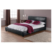 Faux Leather Double Bed, Black & Rest