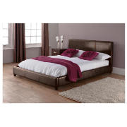 Faux Leather Double Bed, Brown & Rest