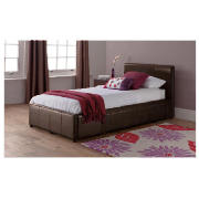 Faux Leather Single Storage Bed, Brown &
