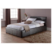 Faux Leather Small Double Ottoman Bed, Black