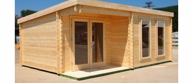 Eden Store Deluxe Log Cabin / Summerhouse / Garden Office Building / Shed with windows 18.37 x 12.79 feet approx
