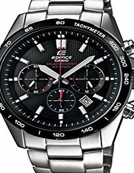 EDIFICE Casio Edifice Mens Quartz Watch with Black Dial Analogue Display and Silver Stainless Steel Bracelet