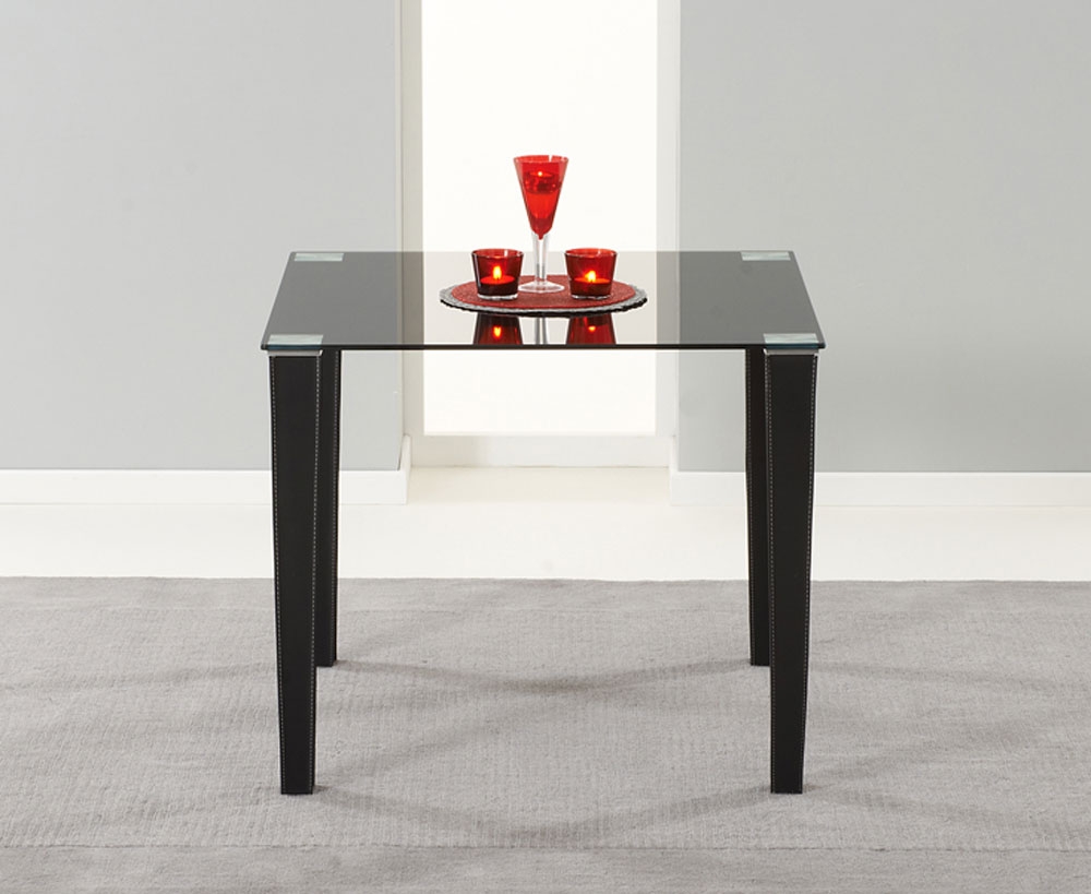 Black Glass and PU Leather Dining Table -