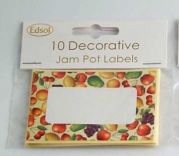 Edsol jam pot labels in fruit design.