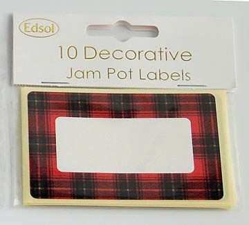 Edsol jam pot labels in stewart tartan