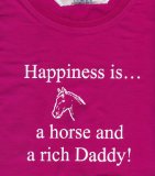 Happiness is a horse and a rich daddy skinni fit, Fuchsia, age 4-6 years