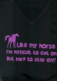 Edward Sinclair Like my horse Im difficult to get on but hard to stay off!! skinni fit tee, Black, one size