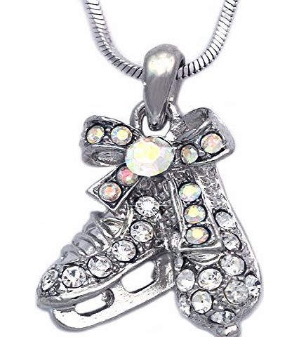 efashion4me Clear Crystal Ice Figure Skating Shoes Skate Pendant Necklace Jewelry