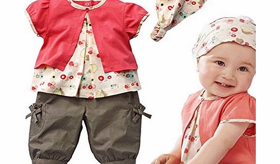 EFE 3pcs Kids Child Girl Baby Top Pants Headband Outfit Clothing Set 18-24M
