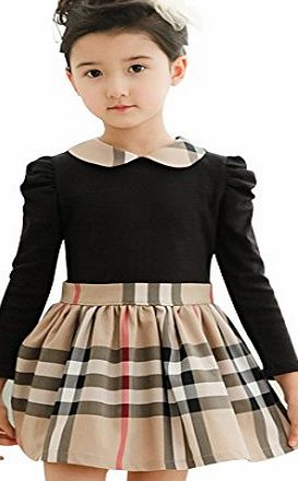 EFE Kids Girls Tartan Long Sleeve Cotton School Dress Skirt Party Clothes 3-4 Years