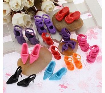  10 Pairs Of Mixed Fashion Shoes High Heels Sandals For Barbie Sindy Doll Outfit Dress Toy