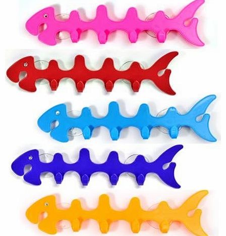 TM) Fish-Shaped Creative Bathroom Hanger /Multi-hook With Suction Cup +eFutures nice Keyring