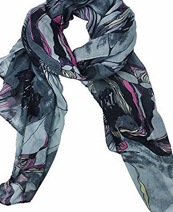 eFuture TM) Gray Fashion Begonia Flower Ink Style Soft amp; Warm Long Chiffon Shawls Scarves Wrap For Women Lady  eFutures nice Keyring