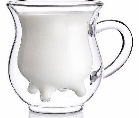 eFuture TM) Transparent Heat-Resisting Double-layer Glass Cup/Creamer Pitcher With Keyring