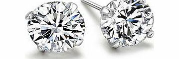 eFuture TM) White 1 Pair Sterling Silver 6MM Round Cubic Zirconia Anti allergic Crystal Stud Earrings  eFutures nice Keyring