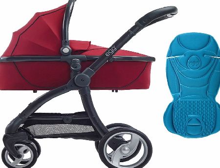 egg Pram Gunmetal/Berry Red With Kingfisher Blue