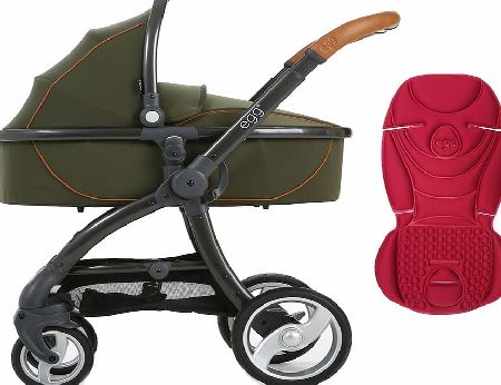 egg Pram Gunmetal/Forest Green With Chilli Red