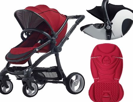 egg Travel System Gunmetal/Berry Red With Chilli
