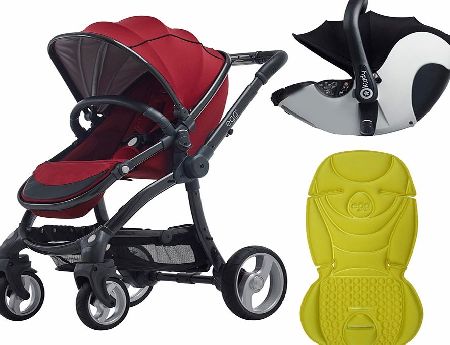 egg Travel System Gunmetal/Berry Red With Citrus