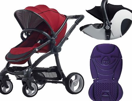 egg Travel System Gunmetal/Berry Red With Deep
