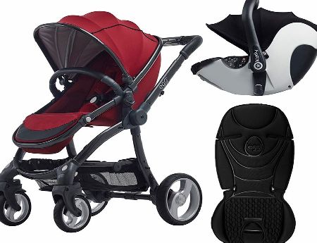 egg Travel System Gunmetal/Berry Red With Jet