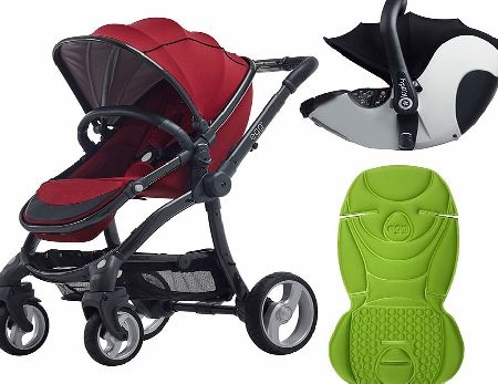 egg Travel System Gunmetal/Berry Red With Key