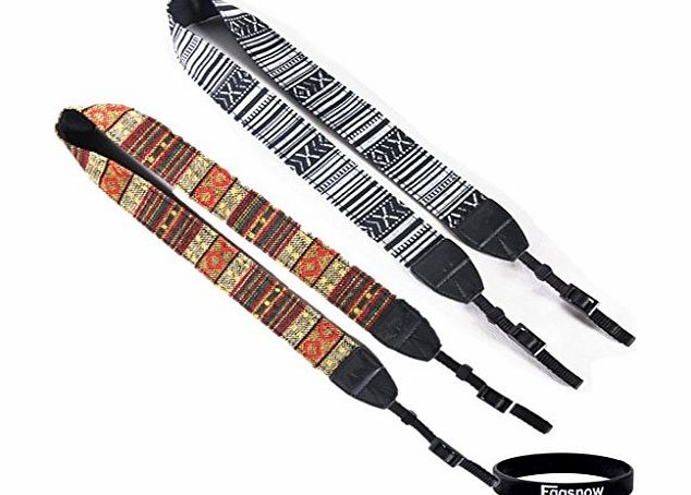 Eggsnow 2PCS Vintage SLR/DSLR Camera Neck Shoulder Strap for All DSLR Camera (Nikon Canon Sony Pentax etc)- Yellow White