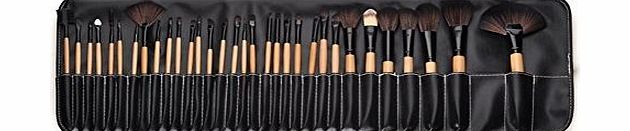 32PCS Professional Makeup Brush Set w/ Black PU Leather Pouch Blush, Eyeshadow,Eyeliner,Eyelash,Lip,Concealer,Powder and Fan Blush Tool Kit