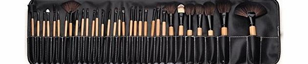 Eggsnow 32PCS Professional Makeup Brush Set w/ Black PU Leather Pouch Blush, Eyeshadow,Eyeliner,Eyelash,Lip,Concealer,Powder and Fan Blush Tool Kit