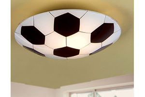 Childrenand#39;s Football Ceiling Light Black And White Football Print Glass Shade