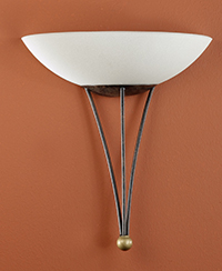 Eglo Lighting Mestre Traditional Wall Light In Antique Brown And Gold With A White Glass Shade