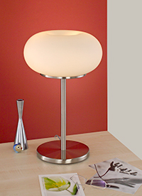 Eglo Lighting Optica Modern Table Lamp With A Nickel Matt Base And White Opal Glass Shade