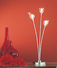 Romance Modern Table Lamp With A Nickel Base And Crystal Shades