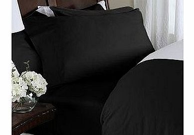 Egyptian Bedding 1200 Thread-Count, Full Pillow Cases,Black Solid, Set Of 2