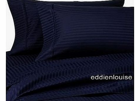 Egyptian Bedding 800 Thread Count Egyptian Cotton 800TC Duvet Cover Set, King , Navy Stripe