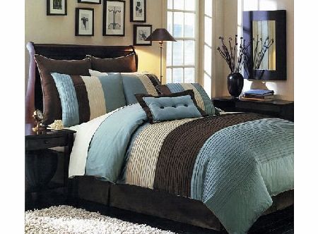 Egyptian Cotton Factory Store King Size Blue Hudson Luxury 8-Piece Comforter Set