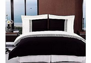Luxurious 3 Piece Queen Size Astrid Black & White Embroidered Duvet Cover Set
