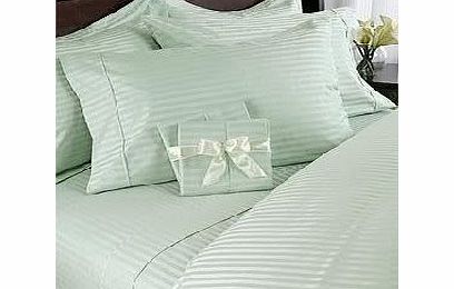 Egyptian Cotton Factory Store Luxurious Green Damask Stripe, King Size, 1500 Thread Count Ultra Soft Single-Ply 100 Egyptian Cotton, Three (3) Piece Duvet Cover Set Including Two (2) Shams / Pillow C