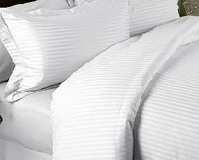 Egyptian Cotton Factory Store Luxurious Seven (7) Piece Set, White Damask Stripe, Olympic Queen Size, 4Pc Bed Sheet Set amp; 3Pc Duvet Set, 1500 Thread Count Ultra Soft Single-Ply 100 Egyptian Cotto