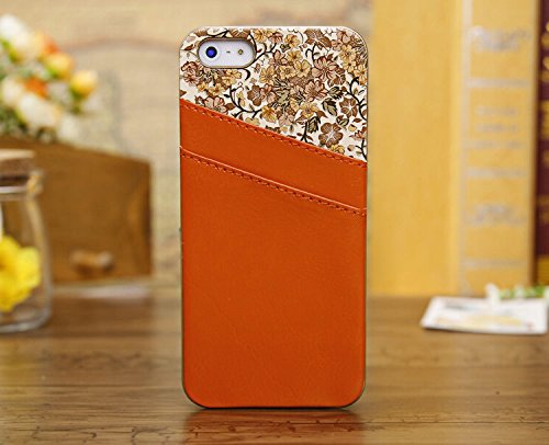 Business Series Real Leather Protective Case Skin Stand For iPhone 5 5S 5G, with Wallet Flip Design , Orange