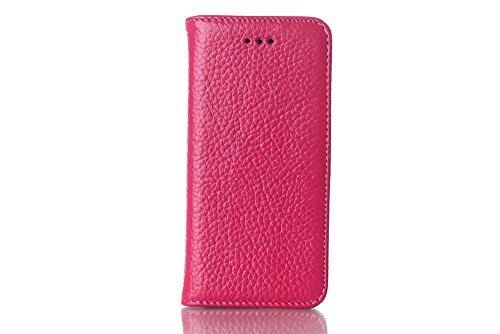 EKCASE Luxury Genuine Real Leather Protective Case, Business Series Cover with Wallet Design Flip Stand For iPhone 5 5S 5G, Rose