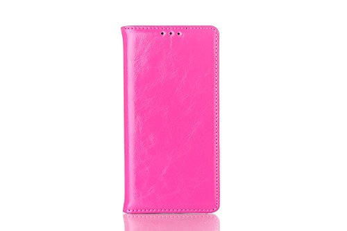 Luxury Real Leather HUAWEI ASCEND P7 Case, Genuine Leather Protective Skin Cover Business Series with Wallet Design Flip -Litchi Grain, Rose