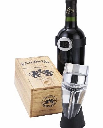 LAir du Vin Wine Aerator and Wine Thermometer in presentation wooden gift box