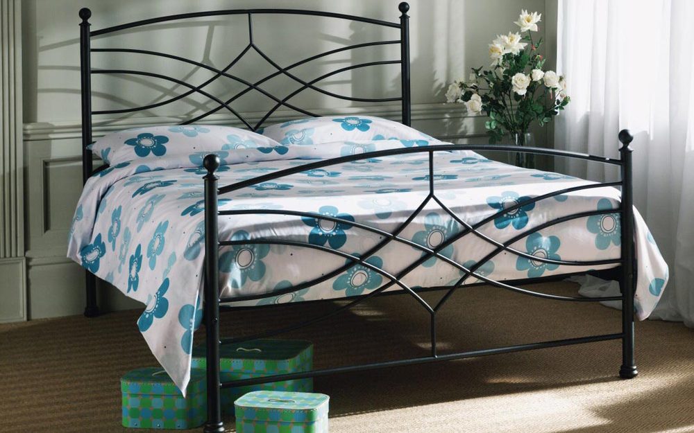 Neptune Black Metal Bedstead, Double, Latex
