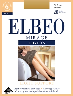 Elbeo Ladies 1 Pair Elbeo Mirage Light Support Tights In 5 Colours Sherry