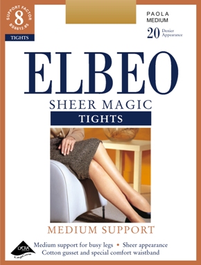 Elbeo Ladies 1 Pair Elbeo Sheer Magic Medium Support Tights In 6 Colours Barely Black
